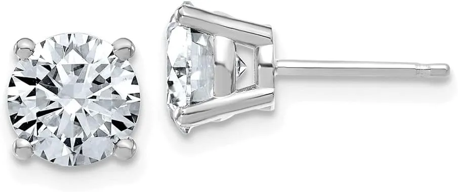 Real 14k White Gold 2.50ct. 4 Prong 7mm Colorless Moissanite Studs Earrings