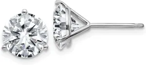 Real 14k White Gold 4.00ct. 8mm Round Moissanite 3-Prong Post Studs Earrings