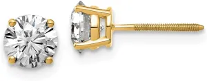 Real 14k Yellow Gold 1.25ct. 5.5mm Round Moissanite 4-Prong Basket Screw Back Studs Earrings