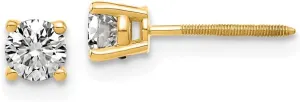 Real 14k Yellow Gold 1/2ct. 4mm Round Moissanite 4-Prong Basket Screw Back Studs Earrings