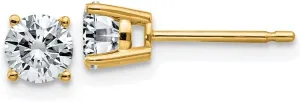 Real 14k Yellow Gold 3/4ct. 4.5mm Round Moissanite 4-Prong Basket Post Studs Earrings