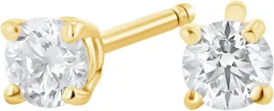 Real Diamond Stud Earrings for Women in 14K Gold  Round Brilliant Cut, H Color, SI1 Clarity  Four Prong Setting  Push Back Closure  Small Carat Weights (0.14CT to 0.50CT)
