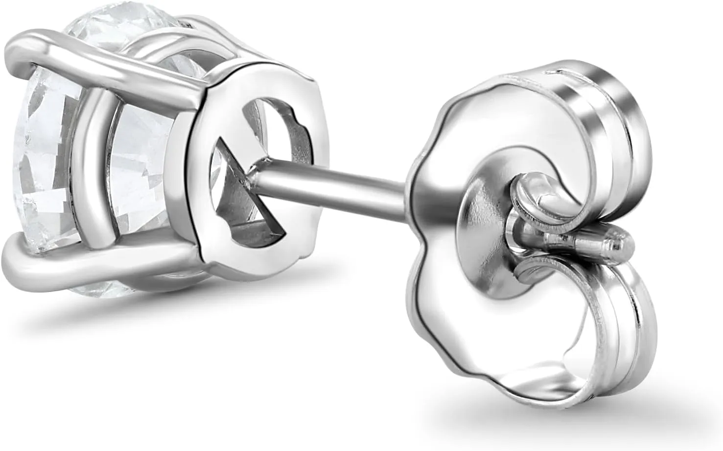 Real Diamond Stud Earrings for Women in 14K Gold  Round Brilliant Cut, H Color, SI1 Clarity  Four Prong Setting  Push Back Closure  Small Carat Weights (0.14CT to 0.50CT)