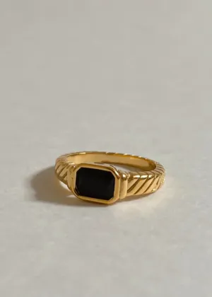 Rectangle Stone Ring | Black