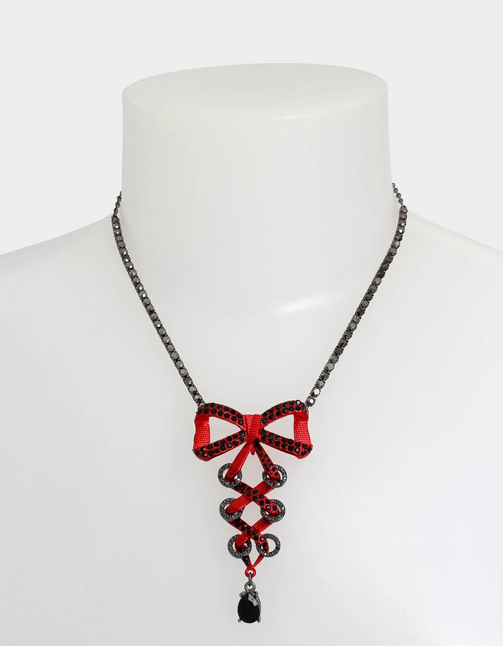 RED BOWS BOW CORSET PENDANT RED