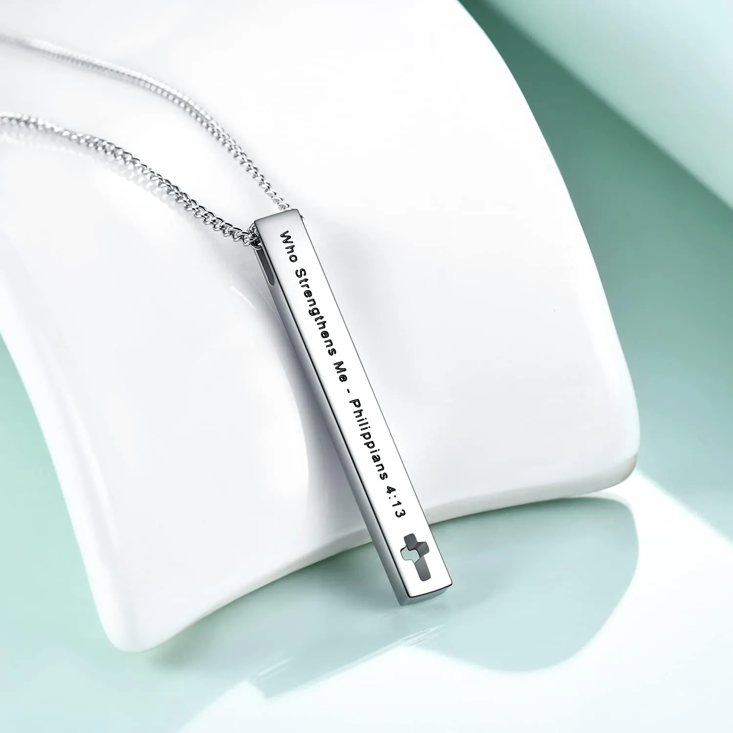 Rnivida Christian Bible Verse Bar Necklaces for Women, Religious Faith Inspirational Birthday Jewelry Gift