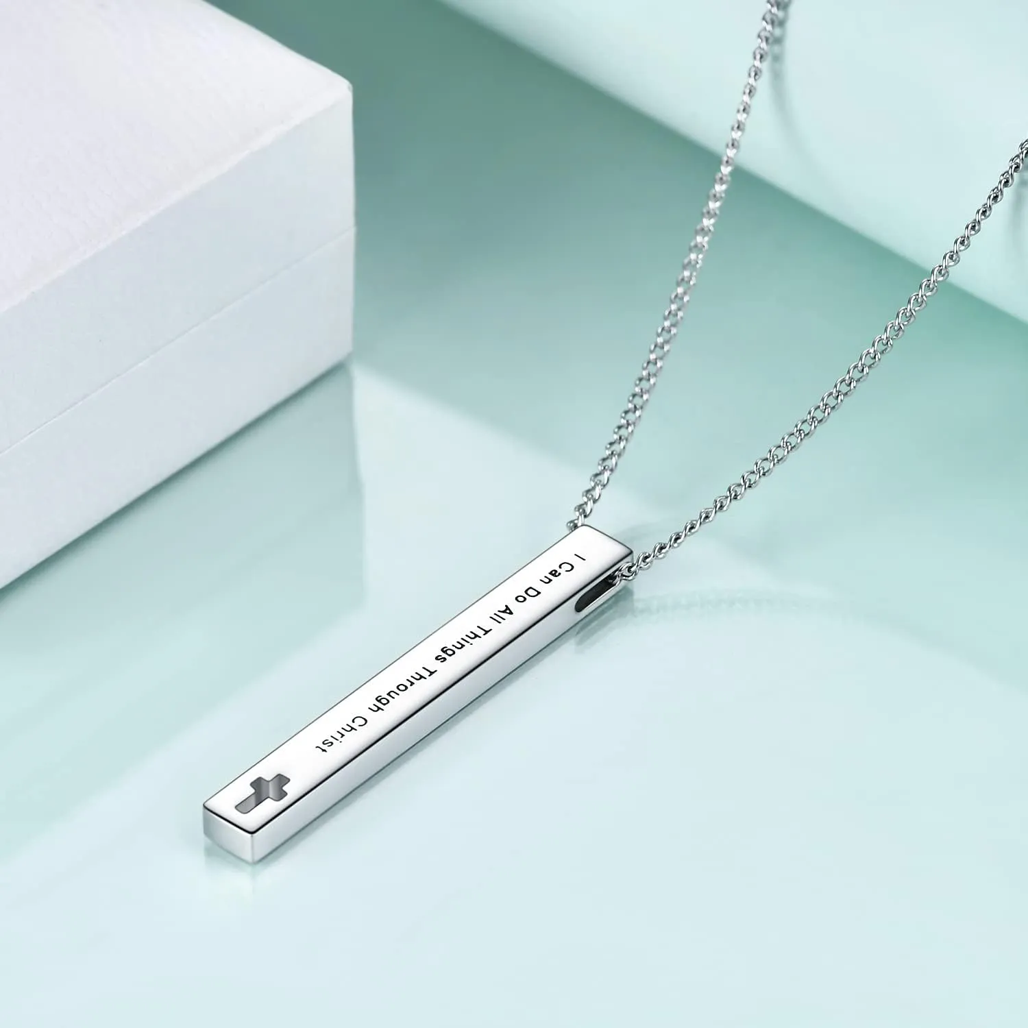 Rnivida Christian Bible Verse Bar Necklaces for Women, Religious Faith Inspirational Birthday Jewelry Gift