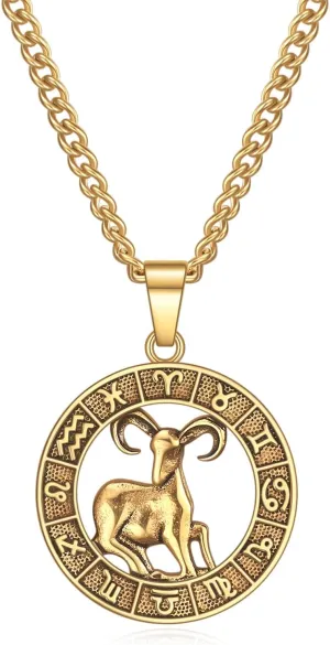 Rnivida Zodiac Sign Necklaces,Constellation Necklace Pendant for Women and Men Personalized Astrology Jewelry
