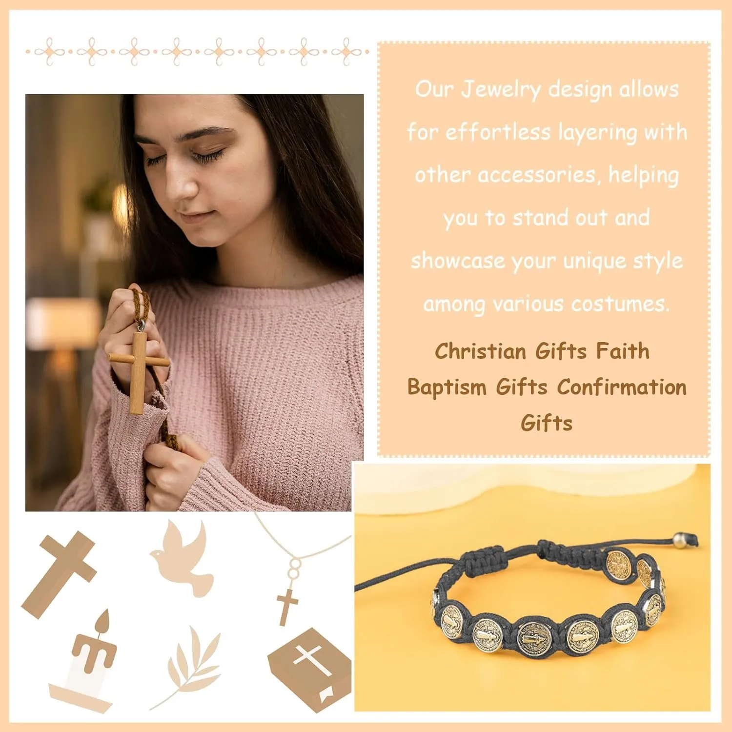 Rosary Bracelet for Women Rosary Beads Catholic Gifts for Women Baptism Gift Catholic First Communion Gifts Dress