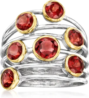 Ross-Simons 2.30 ct. t.w. Garnet Highway Ring in Sterling Silver and 18kt Gold Over Sterling