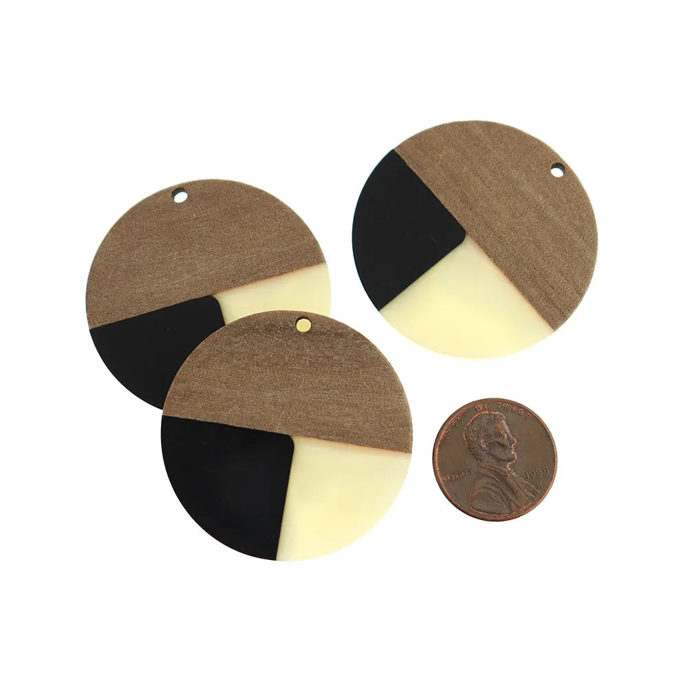 Round Natural Wood and Resin Charm - Choose Your Color!