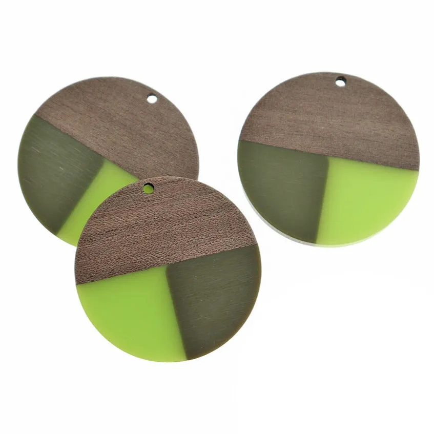 Round Natural Wood and Resin Charm - Choose Your Color!