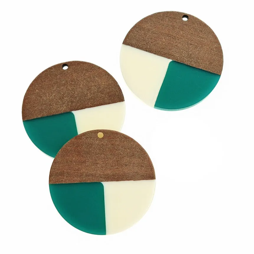 Round Natural Wood and Resin Charm - Choose Your Color!