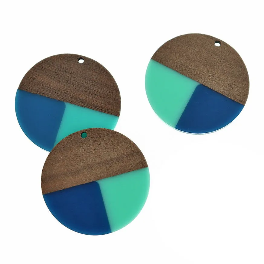 Round Natural Wood and Resin Charm - Choose Your Color!