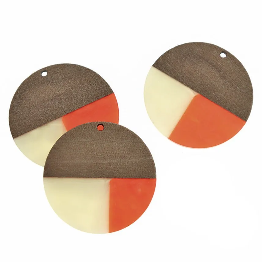 Round Natural Wood and Resin Charm - Choose Your Color!