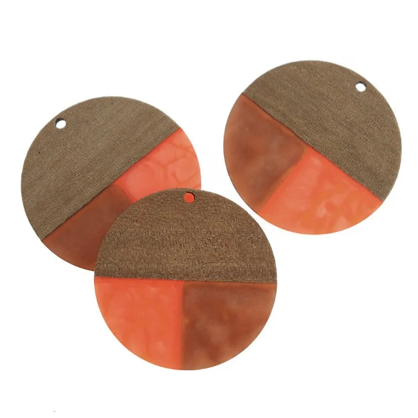 Round Natural Wood and Resin Charm - Choose Your Color!