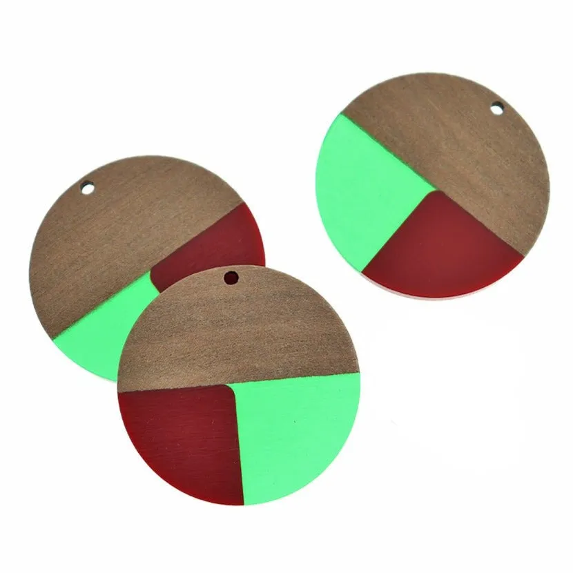 Round Natural Wood and Resin Charm - Choose Your Color!