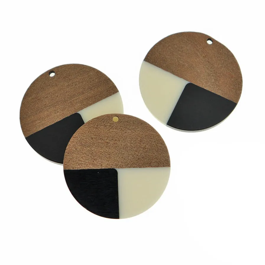Round Natural Wood and Resin Charm - Choose Your Color!