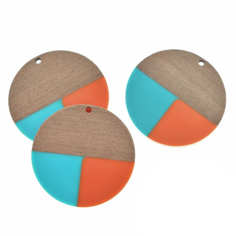Round Natural Wood and Resin Charm - Choose Your Color!