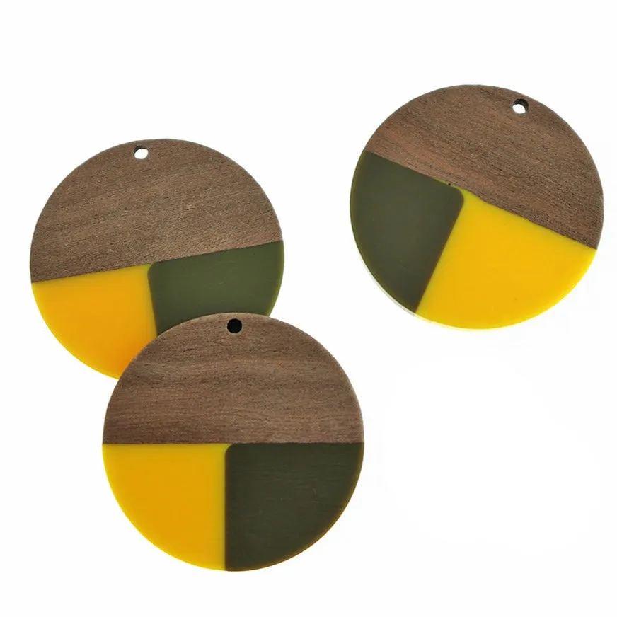 Round Natural Wood and Resin Charm - Choose Your Color!