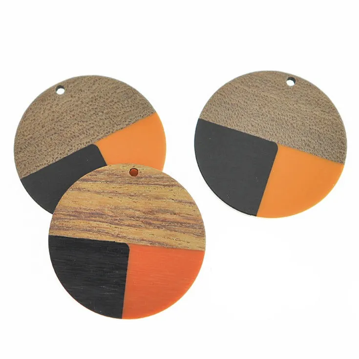Round Natural Wood and Resin Charm - Choose Your Color!