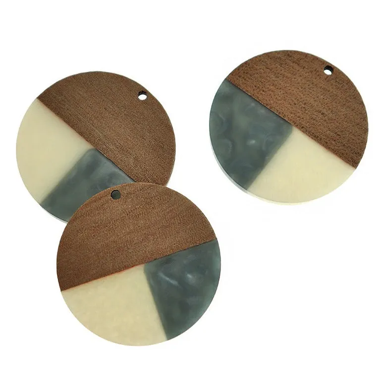 Round Natural Wood and Resin Charm - Choose Your Color!