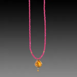 Ruby Beaded Necklace with Sapphire