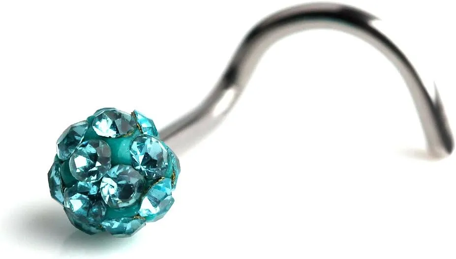 Ruifan 20G 18G Surgical Steel Gem Crystal Bone L-Shaped Screw Nose Bone Studs Ring Pins Piercing Jewelry