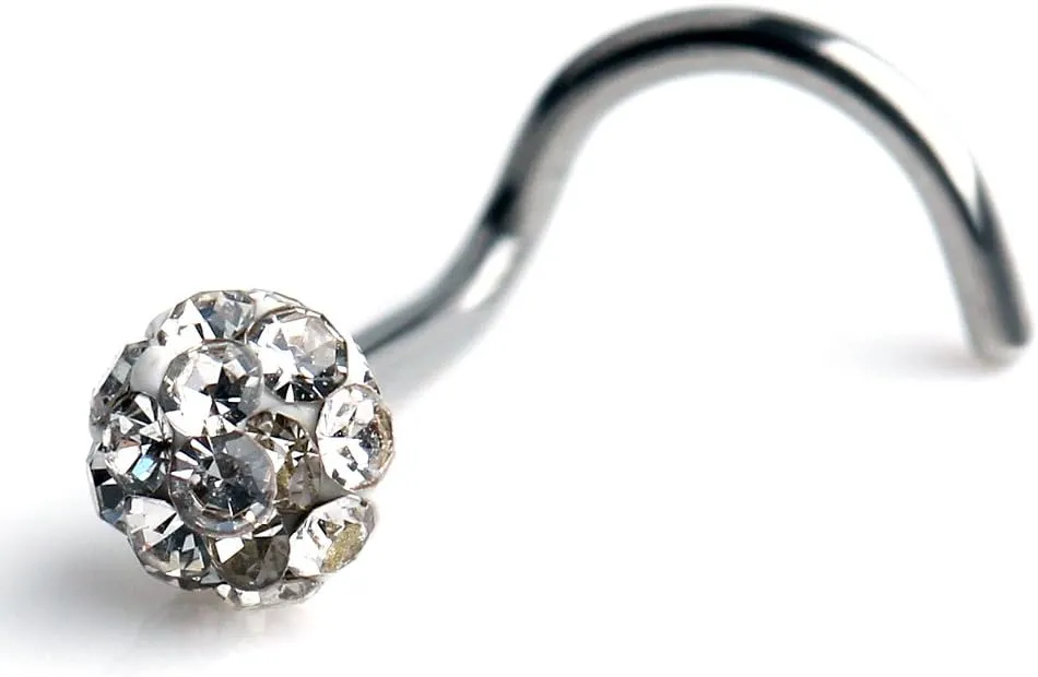 Ruifan 20G 18G Surgical Steel Gem Crystal Bone L-Shaped Screw Nose Bone Studs Ring Pins Piercing Jewelry