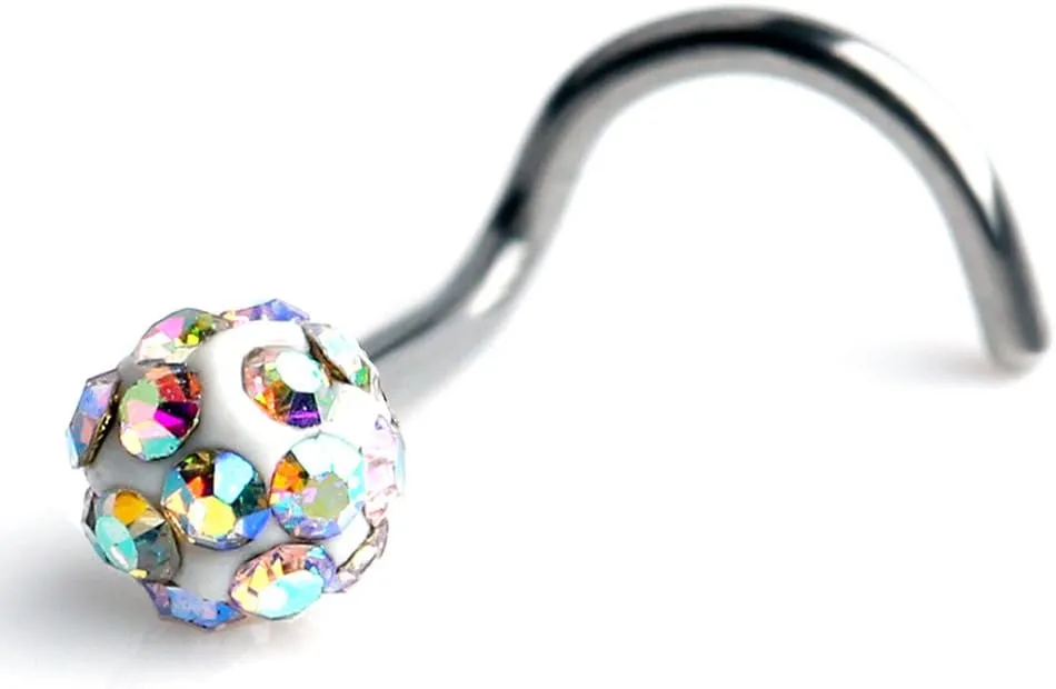 Ruifan 20G 18G Surgical Steel Gem Crystal Bone L-Shaped Screw Nose Bone Studs Ring Pins Piercing Jewelry
