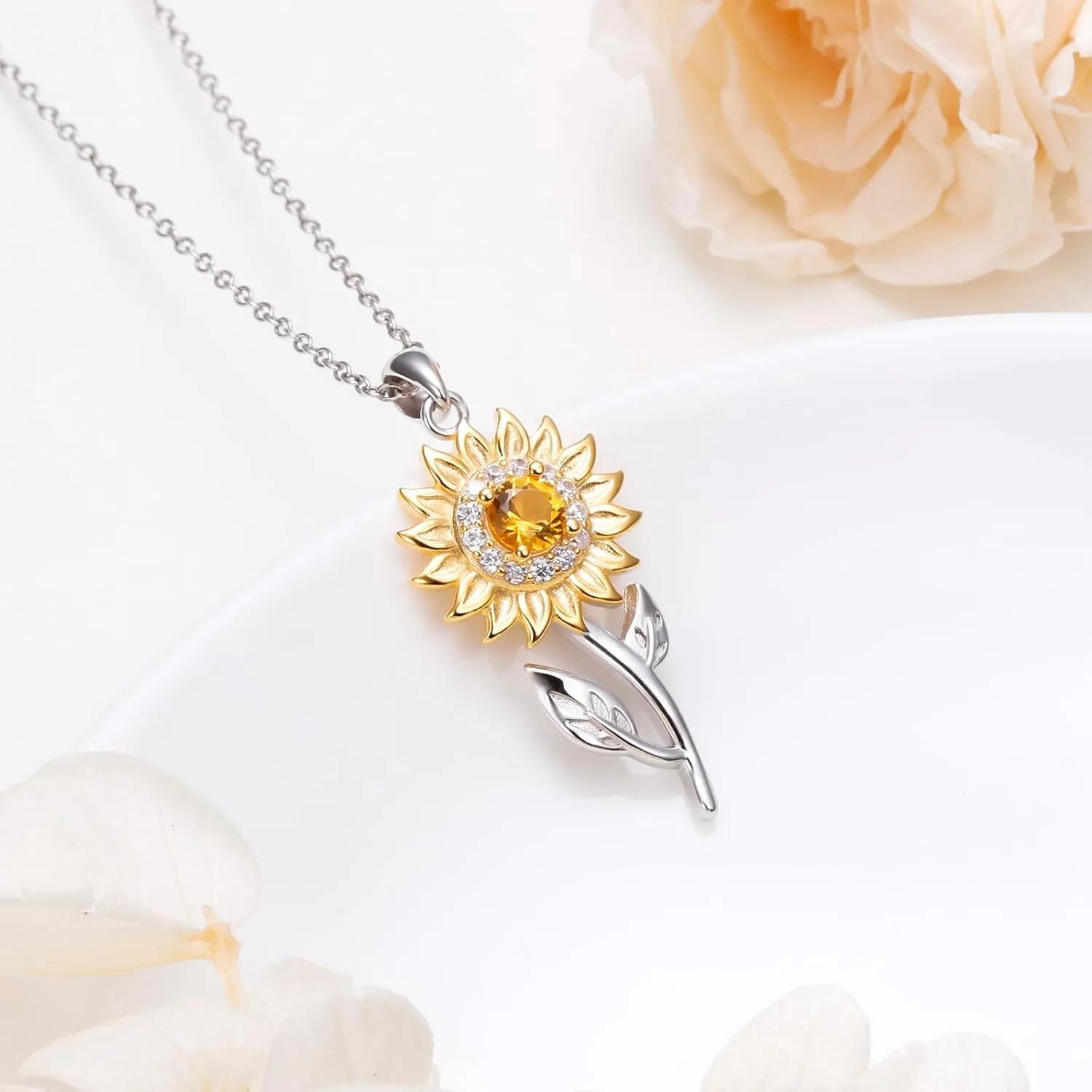 S925 Sterling Silver Floral Jewellery Flower Pendant Necklace for Women Birthday Gift