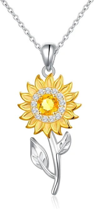 S925 Sterling Silver Floral Jewellery Flower Pendant Necklace for Women Birthday Gift