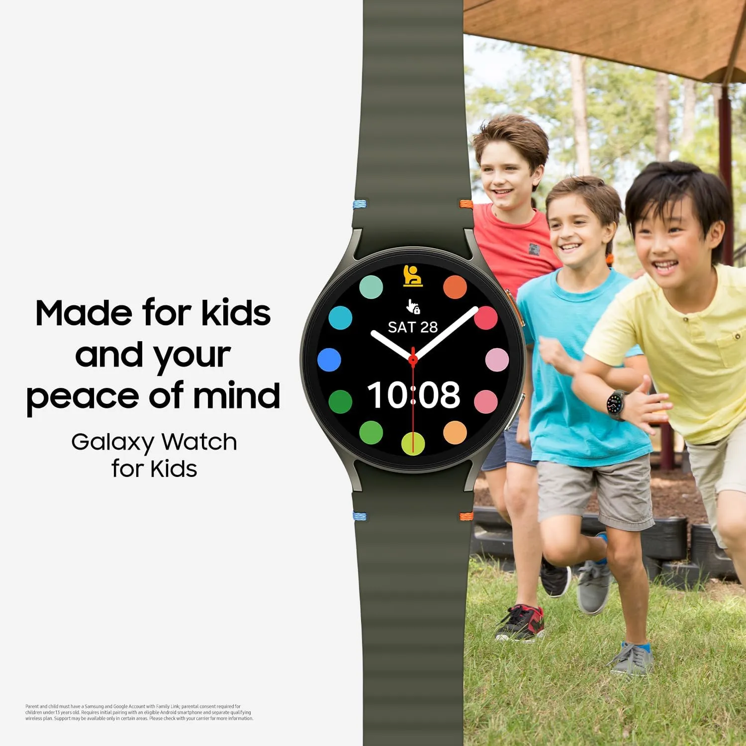 SAMSUNG Galaxy Watch Kids 4, 5, 6, 7, FE Series Band, Smartwatch Replacement Strap for Kids, Silicone Small, GP-TYL305AMBBU, Black