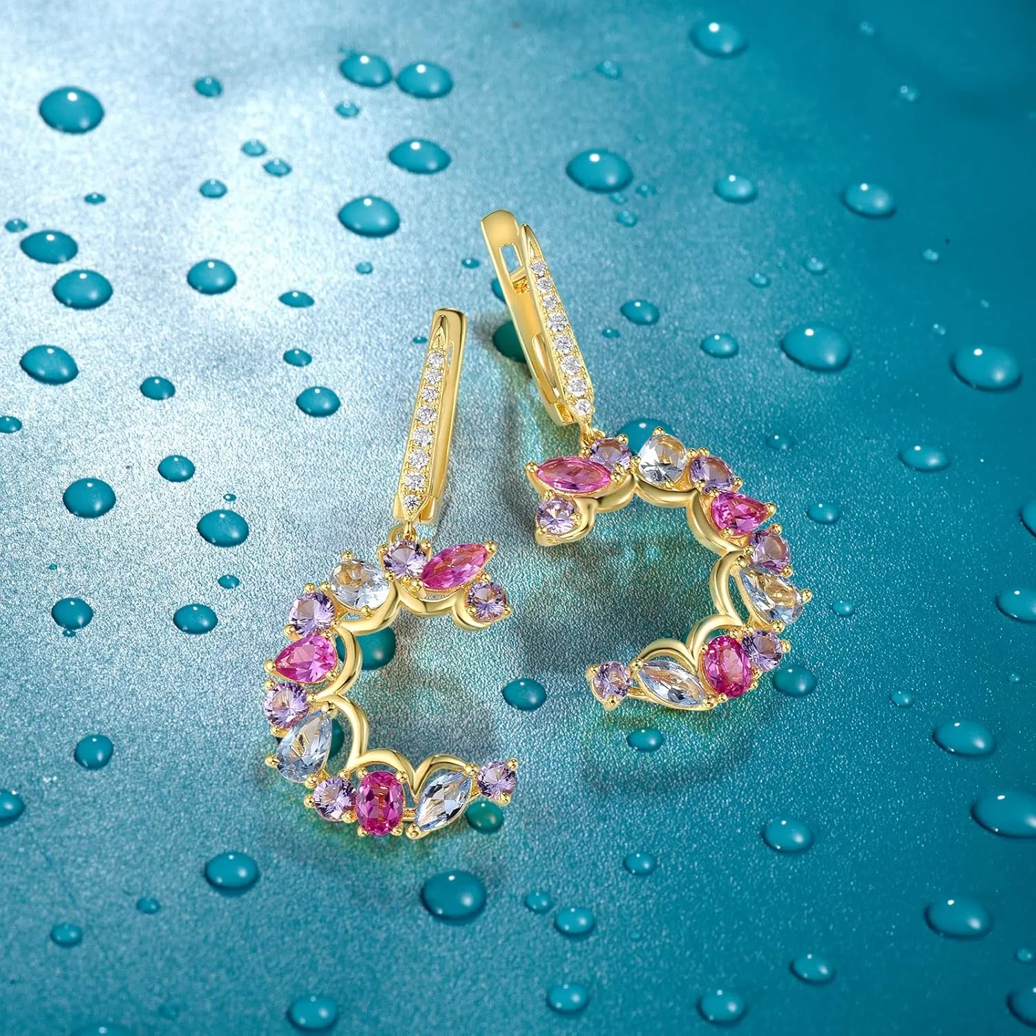 Santuzza 925 Sterling Silver Colorful Gemstone Star Moon Dangle Earrings for Women