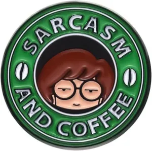 Sarcasm And Coffee Enamel Pin Coffee And Sarcastic Lovers Badge Brooch For Backpacks