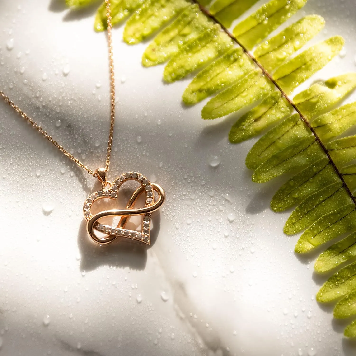 Sash & Soph Infinity Heart Necklace for Women. 925 Sterling Silver Heart Necklace for Girlfriend, Love Heart Pendant on 18" Chain with 2" Extender (Rose Gold or Gold Plated)