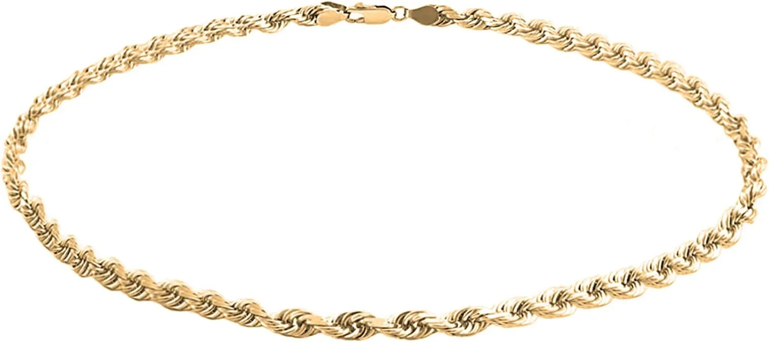 Savlano 14K Solid Gold Italian Chain Figaro, Rope, Mariner, Box, Cuban 14 Karat Anklet for Women Comes With Gift Box - Made in Italy