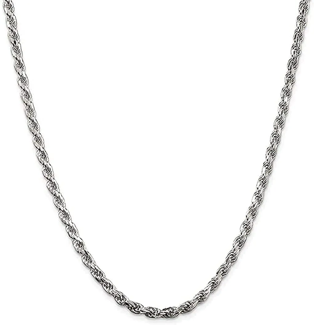 Savlano 925 Sterling Silver 3mm Solid Italian Rope Diamond Cut Twist Link Chain Necklace With a Gift Box For Men & Women - Made in Italy