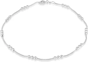 Savlano 925 Sterling Silver 9, 10 Inches Chain Anklet for Women Comes With a Gift Box