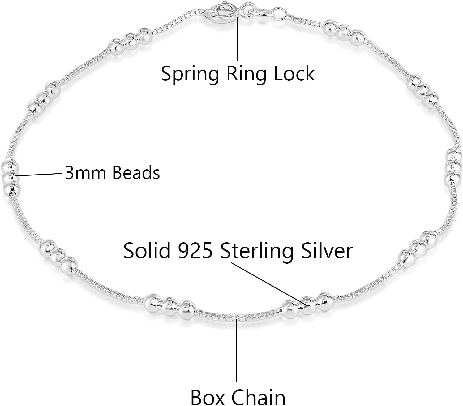 Savlano 925 Sterling Silver 9, 10 Inches Chain Anklet for Women Comes With a Gift Box