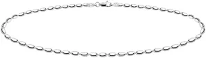 Savlano 925 Sterling Silver Oval Rice Bead Strand Chain Anklet For Women - Made in Italy Comes With a Gift Box