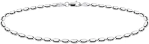 Savlano 925 Sterling Silver Oval Rice Bead Strand Chain Anklet For Women - Made in Italy Comes With a Gift Box
