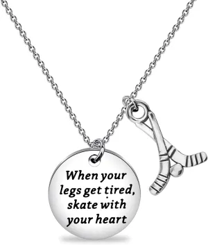 SEIRAA Hockey Stick Jewelry Ice Hockey Player Necklace Skate with Your Heart Pendant Hockey Team Necklaces