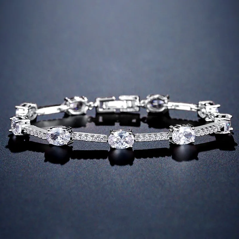 Senia Oval Crystal Bridal Bracelet