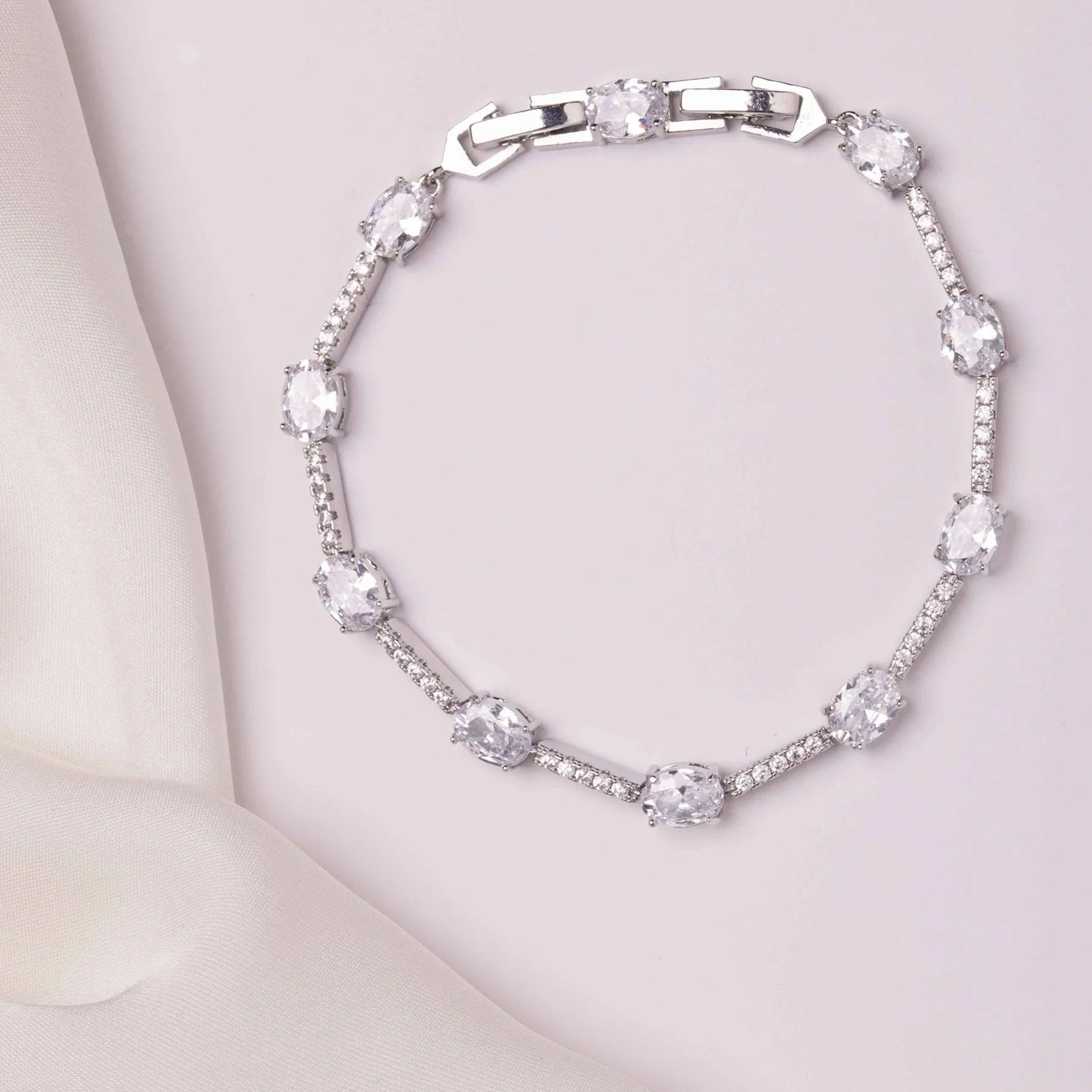 Senia Oval Crystal Bridal Bracelet