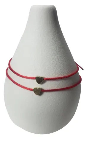 SET of 2 Gold HEARTS LOVE and FRIENDSHIP Red String ADJUSTABLE BRACELETS Good Luck Kabbalah PROTECTS YOU From Harmful Energy And NEGATIVITY