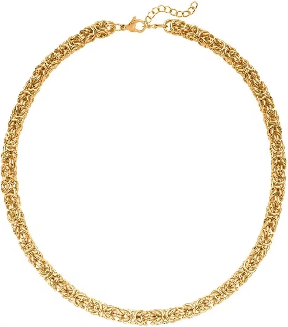 Shop LC Stainless Steel Byzantine Link Chain Necklace for Women Size 20-22" 92.20 Grams Birthday Gifts for Women
