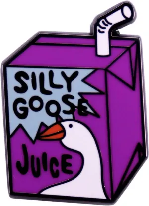 Silly Goose Juice Funny Enamel Pin Purple Drink Badge Lapel Pin Cartoon Juice Box Brooch Pin Cute Animal Duck Juice Brooch Pin Clothing Backpack Hat Decoration