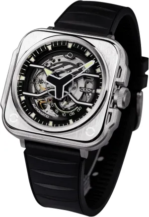 Skeleton Automatic Watch, Iron-EX Square Luxury Skeleton Watches for Men,Stainless Steel 50 Meters Waterproof with Leather Strap Wrist Watch Accessories Gift for Man