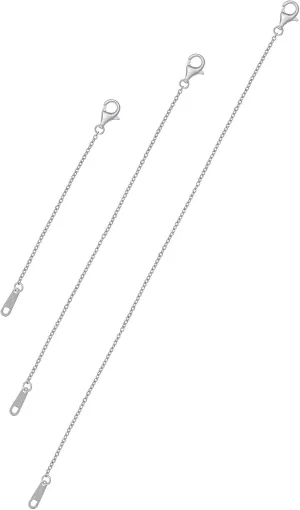 S.Leaf 925 Sterling Silver Necklace Extenders for Women - 2", 4", 6" Inches Hypoallergenic Silver Chain Set